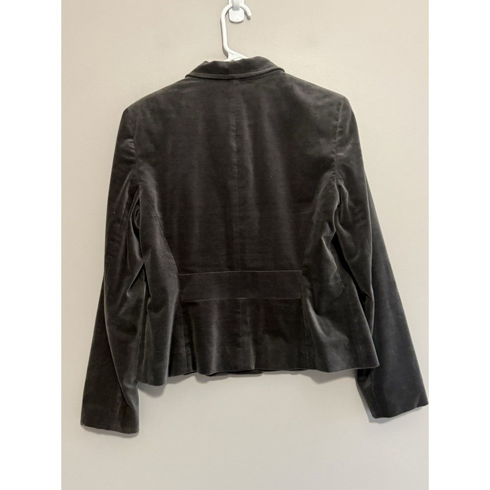 Anne Klein Velvet Blazer Jacket Gray Stretch Office Preppy Work Button Pocket 10 - Picture 7 of 13
